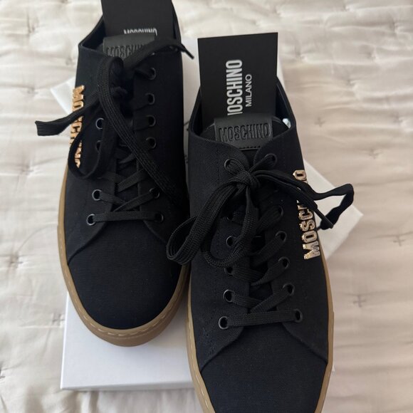 NWT - Moschino - Black Logo Plaque Sneakers - Size 44IT / 11US - Picture 4 of 14